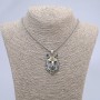 Wolf Amulet Pendant, Yellow Eye 29x47mm on chain, length 65cm, silver-tone metal
