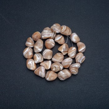 Beads on a Strand, Natural Beige Mother-of-Pearl Chips, Diameter 19x12mm, Length 41cm+