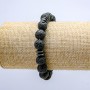 Lava Stone Elastic Bracelet with Dark Accents, 10mm+/- Diameter