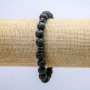 Lava Stone Stretch Bracelet, 8mm+/- diameter, with Dark Inserts