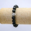 Shungite Elastic Bracelet (Synthetic), Leopard Charm, 10mm+/- Diameter, 18cm+ Length