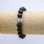 Shungite Elastic Bracelet (Synthetic), Leopard Charm, 10mm+/- Diameter, 18cm+ Length