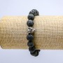 Lava Stone Elastic Bracelet, Leopard Charm, 10mm+/- Diameter
