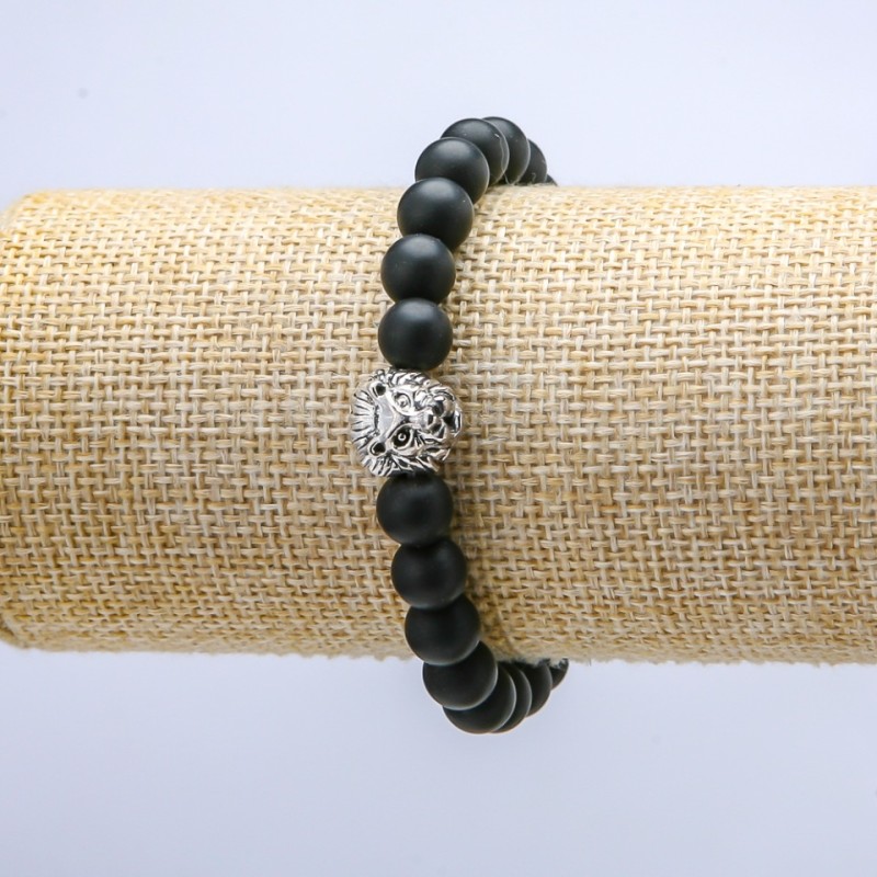 Elastic Shungite (Imitation) Bracelet, diameter 8mm+/-, Leo, length 18cm+