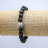 Lava Stone Stretch Bracelet, 8mm+/- diameter, with Lion