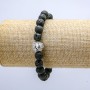Lava Stone Stretch Bracelet, 8mm+/- diameter, with Lion