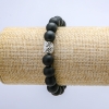 Shungite Elastic Bracelet (Synthetic), Owl Charm, 10mm+/- Diameter, 18cm+ Length