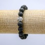 Lava Stone Stretch Bracelet, 10mm+/- diameter, with Owl