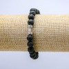 Lava Stone Stretch Bracelet, 8mm+/- diameter, with Dumbbell