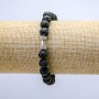 Lava Stone Stretch Bracelet, 8mm+/- diameter, with Dumbbell
