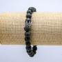 Elastic Lava Stone Bracelet, diameter 8mm+/-, with Crown