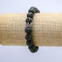 Elastic Lava Stone Bracelet, diameter 10mm+/-, with Crown
