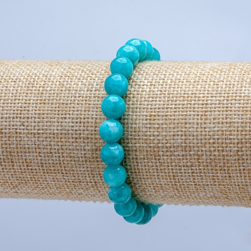 Natural Aquamarine Elastic Bracelet, Smooth Ball, 8mm+ Diameter
