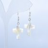 Earrings White Mother-of-Pearl Cross, diameter 20x15mm, length 45mm+