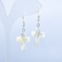 Earrings White Mother-of-Pearl Cross, diameter 20x15mm, length 45mm+