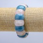 Elastic Bracelet with Natural Rose Quartz and Aquamarine Stone, smooth link 20x12mm+