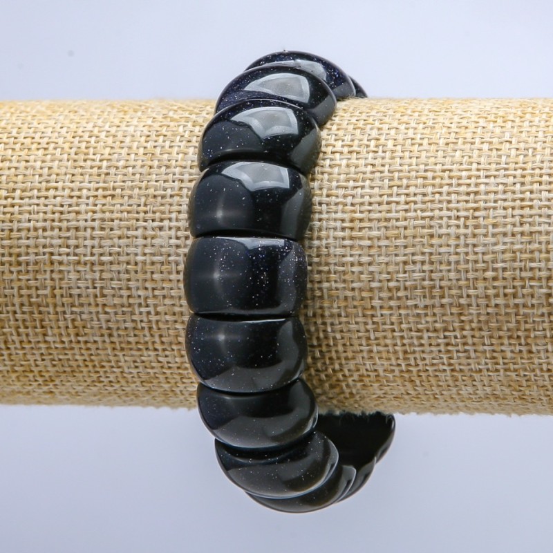Elastic Bracelet with Natural Aventurine Stone, smooth link 20x12mm+