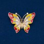 Clearance! Butterfly Brooch with Enamel and White Rhinestones, gold-tone metal 54x43mm +