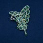 Clearance! Butterfly Brooch with Green and Teal Rhinestones, gold-tone metal 75x50mm +