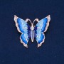 Sale! Butterfly Brooch White Rhinestones, Sky-Blue and Blue Enamel, Gold-Tone Metal 47x52mm +