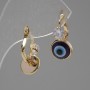 "Nazar" Earrings with Evil Eye Bead and Large Rhinestones, Gold-Tone Metal, 1.8x1cm