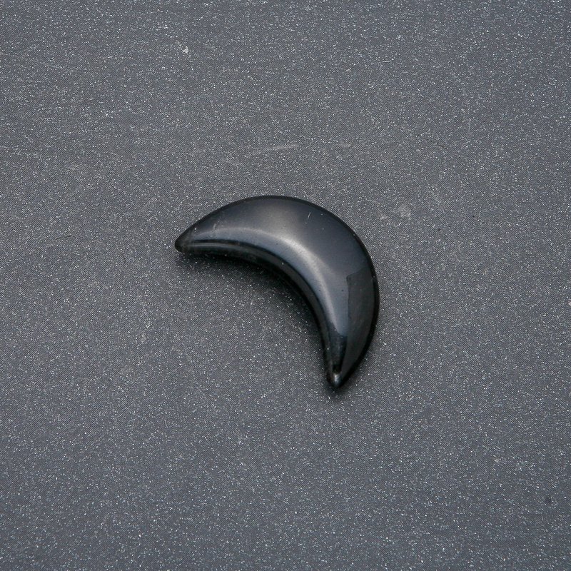 Black Agate Stone Crescent Moon, 12x30x8mm (+/-), No Hole