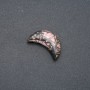 Rhodonite Stone Crescent Moon, 12x30x8mm (+/-), No Hole