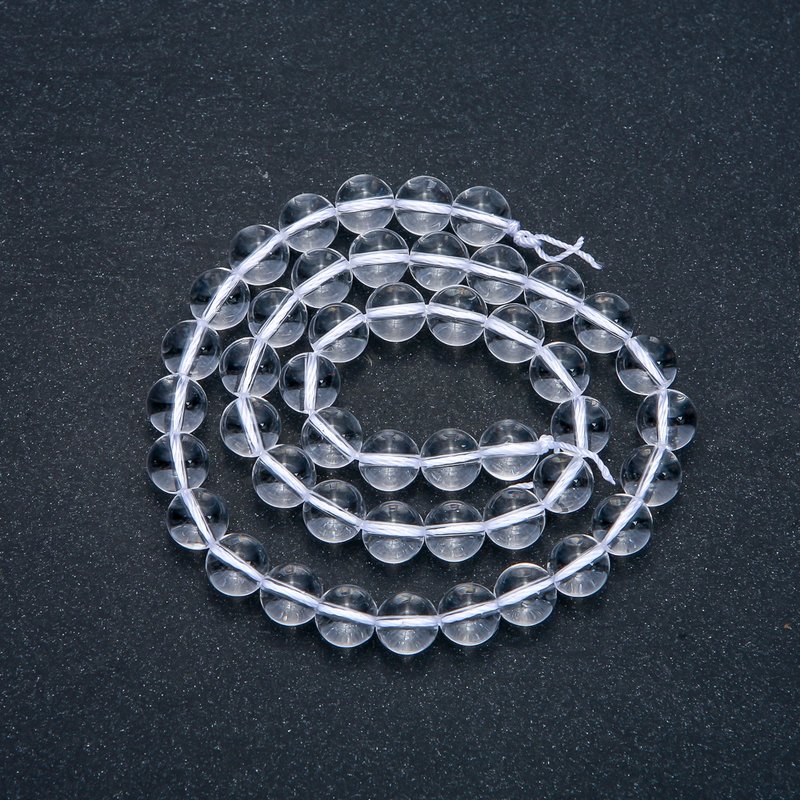 Rock Crystal Stone Beads on a Strand, Smooth Round, Diameter 8.5mm, Length 38cm
