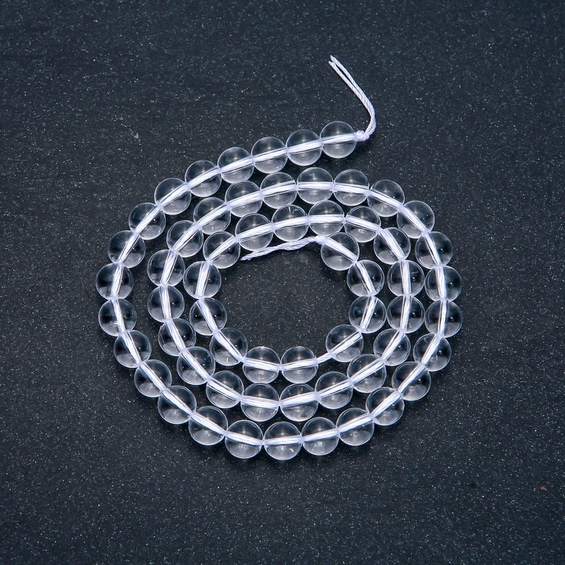 Rock Crystal Stone Beads on a Strand, Smooth Round, Diameter 6mm, Length 38cm