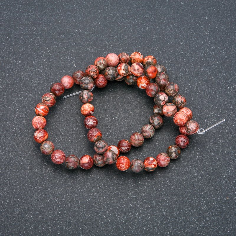 Leopard Jasper Stone Beads on a Strand, Smooth Round, Diameter 6mm+/-, Length 38cm+