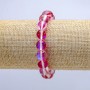 Raspberry Chameleon Opal Glass Bracelet on Elastic Band, Smooth Beads, Diameter 10mm, Length 18cm