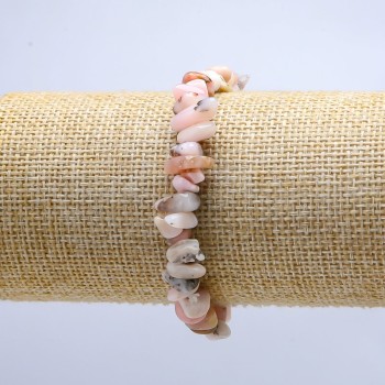 Pink Opal Stone Bracelet on Elastic, Chips, Diameter 10mm, Length 18cm