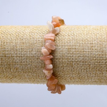 Pink Selenite Stone Bracelet on Elastic, Chips, Diameter 10mm, Length 18cm
