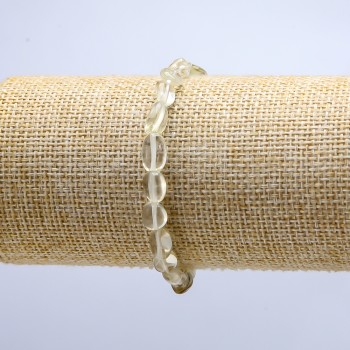 White Citrine Stone Bracelet on Elastic, Tumbled, Diameter 6-8mm (+/-), Length 18cm