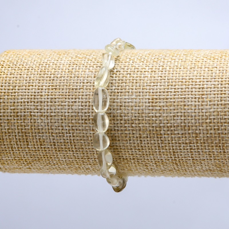 White Citrine Stone Bracelet on Elastic, Tumbled, Diameter 6-8mm (+/-), Length 18cm