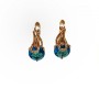 Xuping 18K Gold-Plated Earrings with White Rhinestones and Sky-Blue Crystal, diameter 15x8mm +
