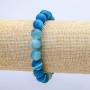 Elastic Bracelet, Sky-Blue Matte Agate, 10mm Diameter, 18cm+ Length
