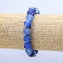 Elastic Bracelet, Blue Matte Agate, 10mm Diameter, 18cm+ Length