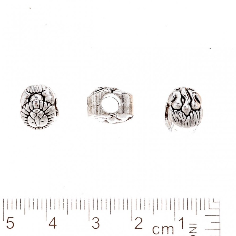Pandora-Style Bead Lion, Hole Diameter 3.5mm, 8x11mm, Pack 20g +/-8pcs