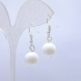 White Agate Earrings, diameter 12mm+-, length 3cm+