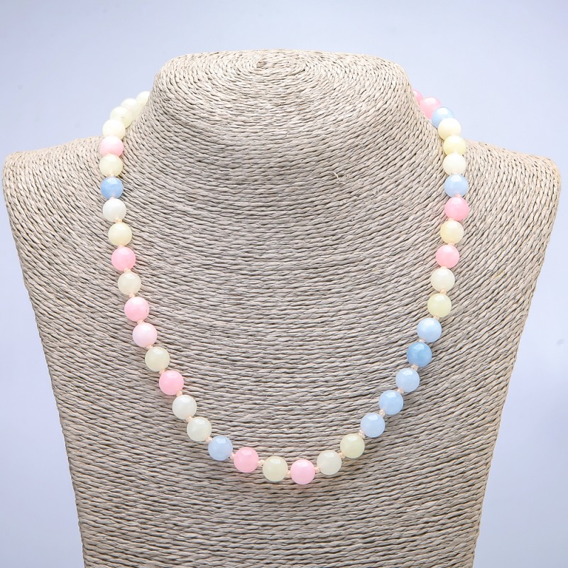 Necklace Made of Natural Morganite Stone, diameter 8mm, length 45cm+