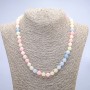 Necklace Made of Natural Morganite Stone, diameter 8mm, length 45cm+