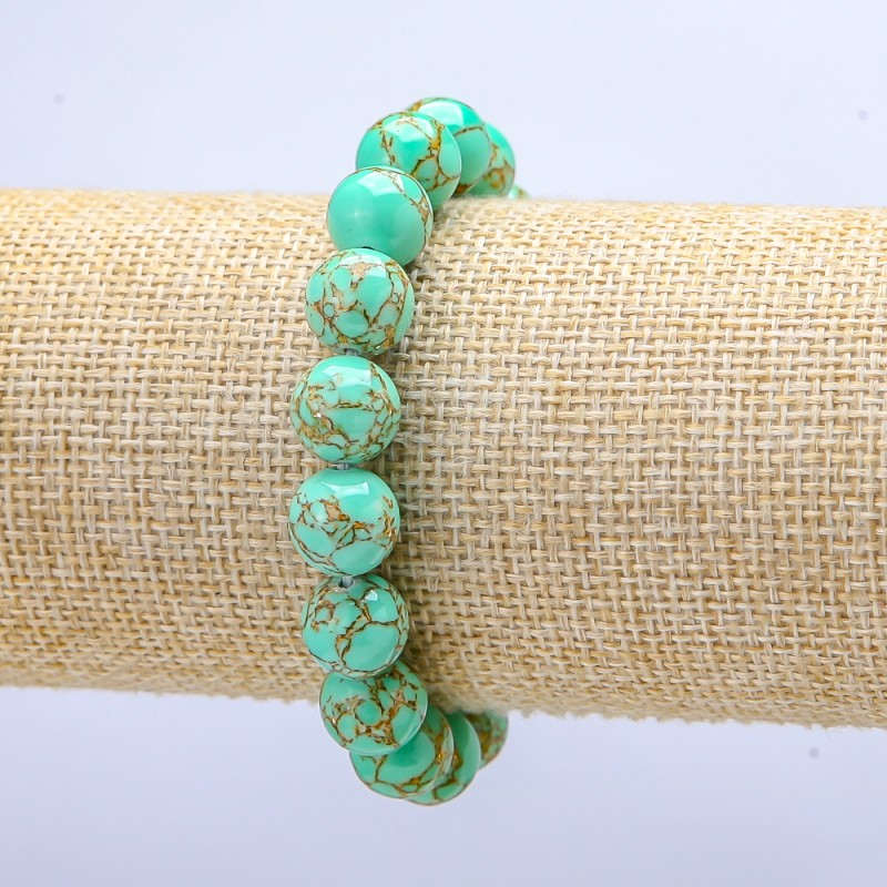 Elastic Bracelet Green Imperial Jasper (Pressed) Smooth Round Beads, Diameter 10mm+/-, Length 18cm+