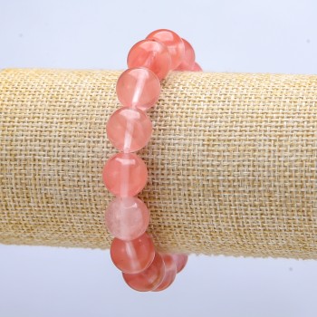 Bracelet on Elastic Band, Synthetic Chalcedony Smooth Round Bead, diameter 12(+/-)mm, length 18cm+