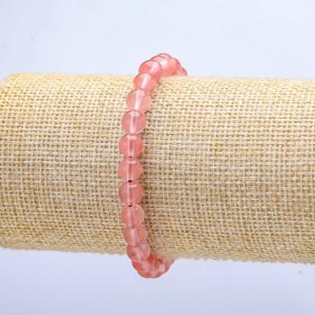Elastic Bracelet Synthetic Chalcedony Smooth Round Beads, Diameter 6(+/-)mm, Length 18cm+