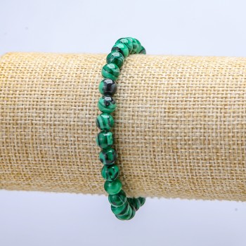 Elastic Bracelet Malachite (Pressed) Smooth Round Beads, Diameter 6mm+/-, Length 18cm+