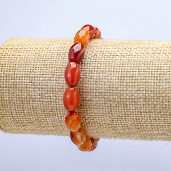Elastic Bracelet Carnelian Barrel, Diameter 8x12mm+-, Length 18cm+