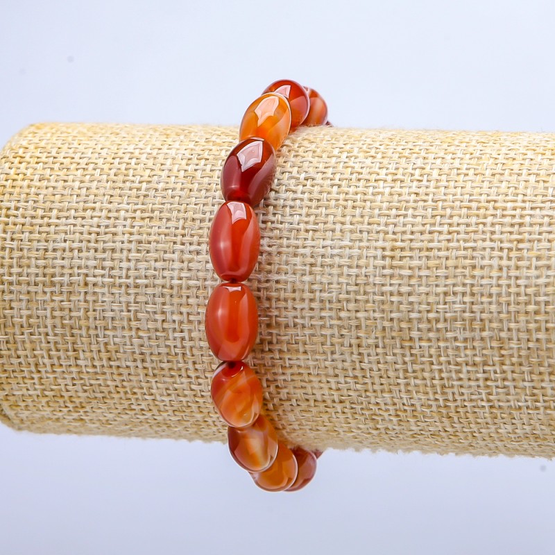 Elastic Bracelet Carnelian Barrel, Diameter 8x12mm+-, Length 18cm+
