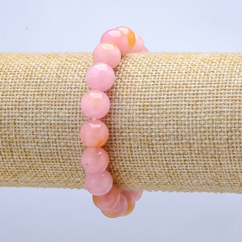 Elastic Bracelet Tinted Quartz Smooth Round Beads, diameter 10mm+-, length 18cm+
