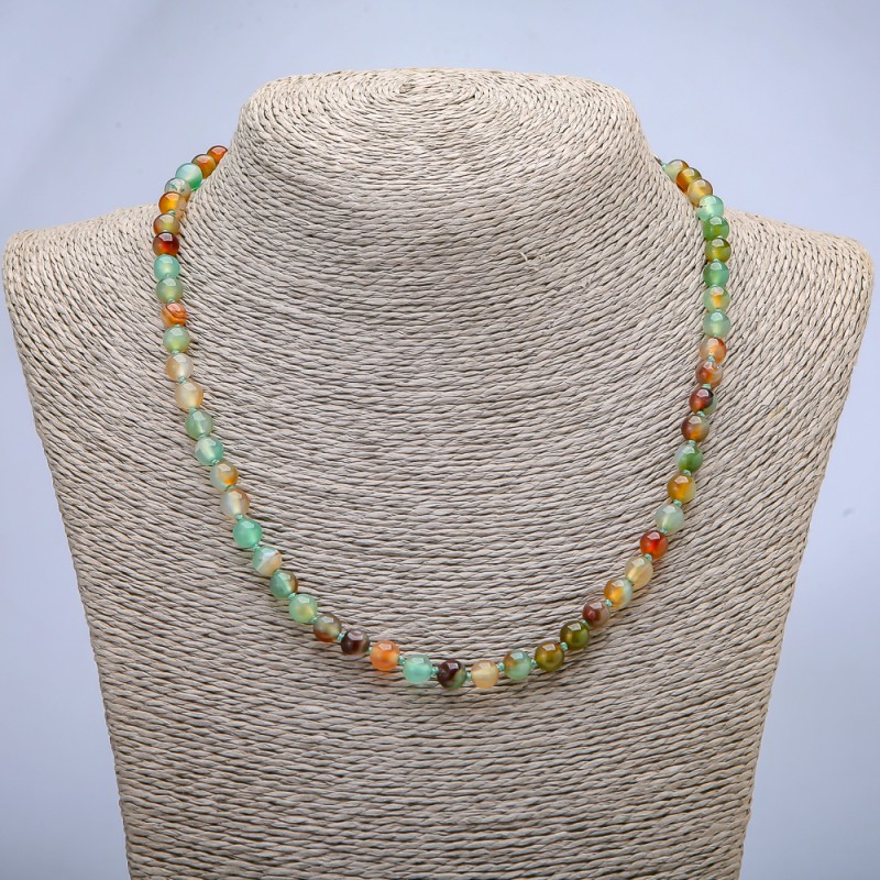Necklace Brazilian Agate Smooth Bead, Diameter 6mm, Length 45cm+